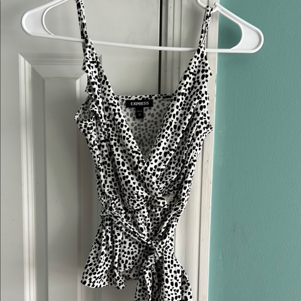 Express Black and White Polka Dot Women's Top